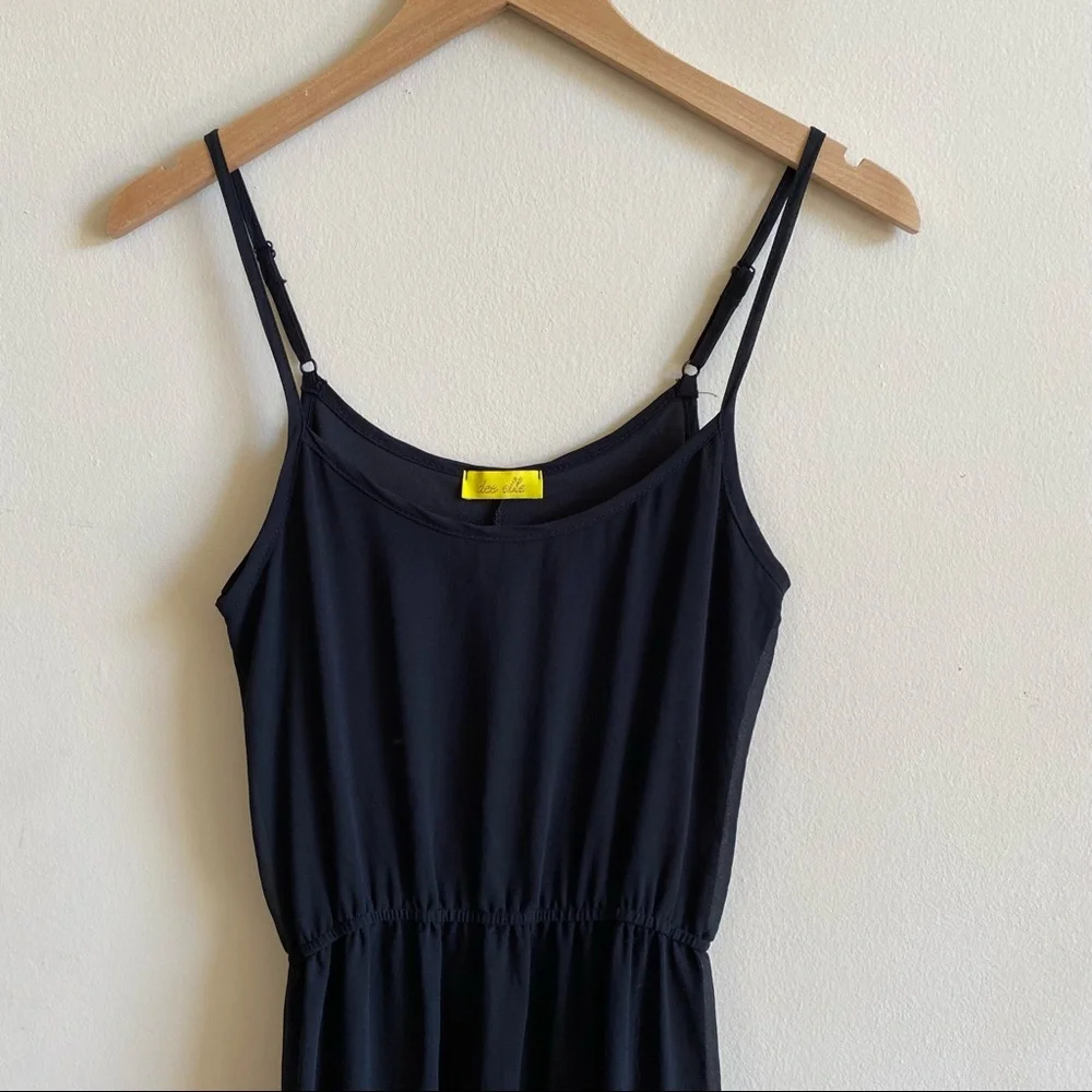 DEE ELLE Black Chiffon Maxi Dress Sheer Layer Size Small - Picture 3 of 10